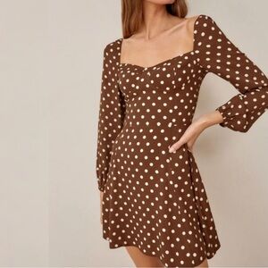 NEW reformation mochi brown long sleeve mini dress!